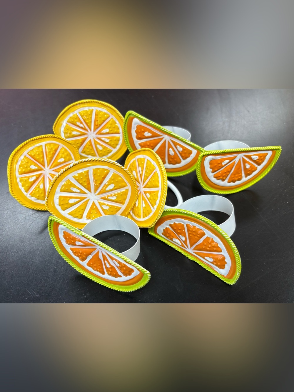 Citrus Slice Napkin Rings — Yellow and Orange